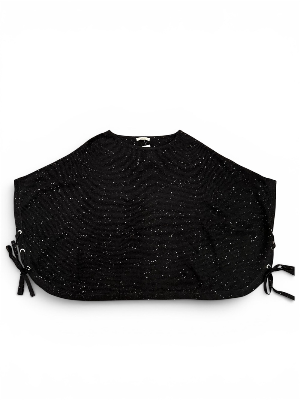 NWT $70 Ann Taylor‎ LOFT Ribbed Batwing Sweater Poncho Black/White Confetti XS/S
